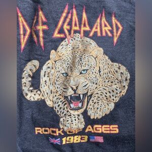 Def Leppard Pyromania 1983 TShirt Size ML Vintage Cropped has Stains and Holes